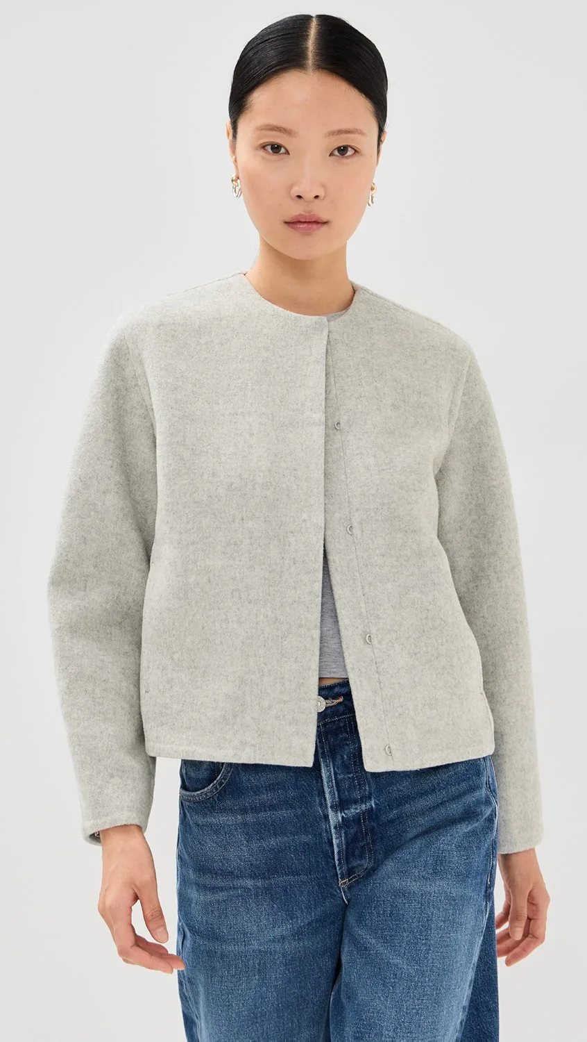 Vince Collarless Jacket in Optic White