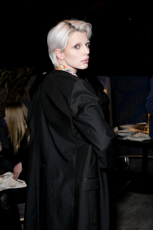 Julia Fox wearing a dadcore floral shirt at the 'Presence' New York premiere.