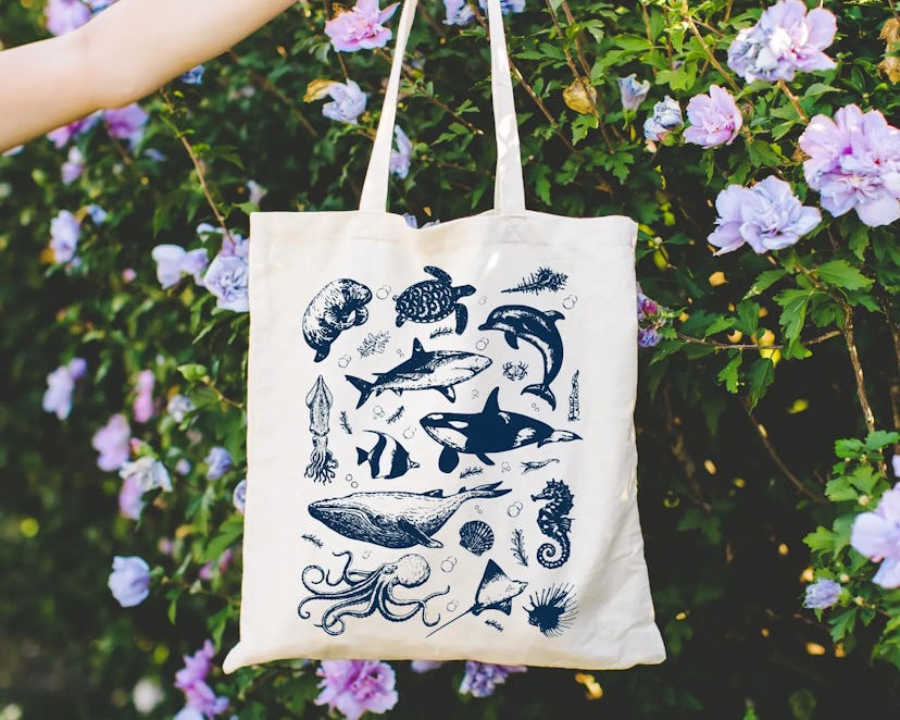 Vintage Tattoo Sea Animal Tote Bag