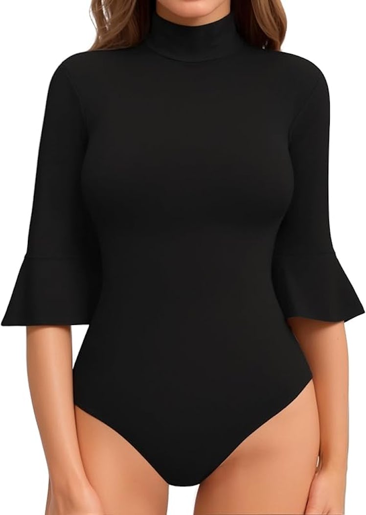 MANGOPOP Bell Sleeve Mock Turtle Bodysuit