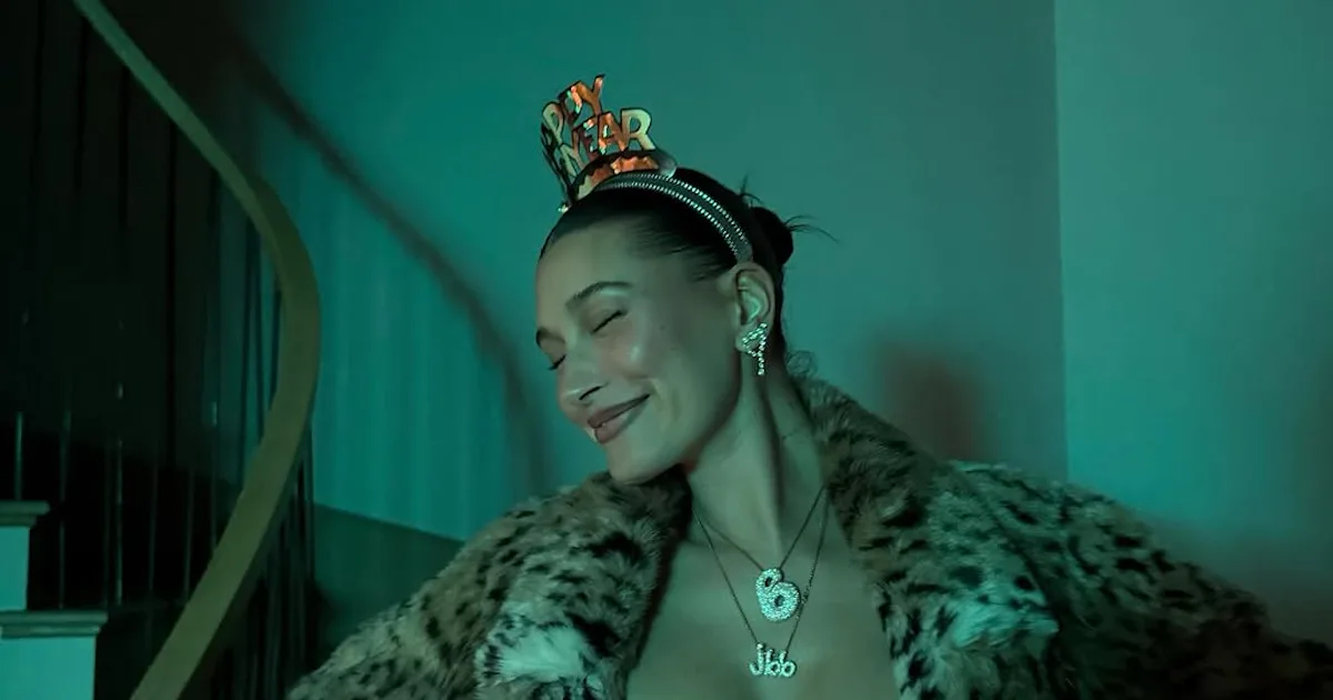 Hailey Bieber Wears Her Tiniest Underwear and Biggest Coat to Ring In 2025