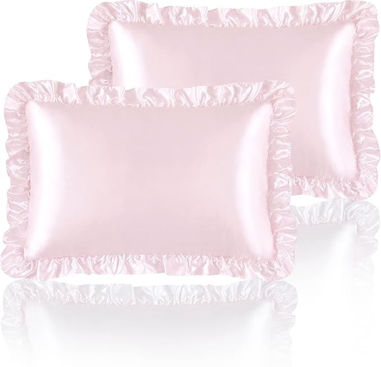 HommxJF Satin Ruffled Pillowcases