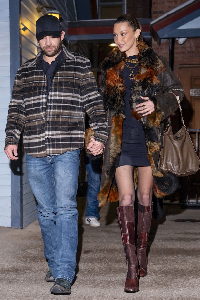 Bella Hadid and Adan Banuelos in Aspen, Colorado, December 31, 2024.