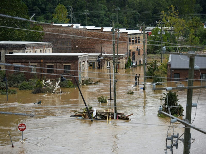 Flooding in Asheville, N.C., caused by Hurricane Helene in September 2024 sparked climate misinforma...