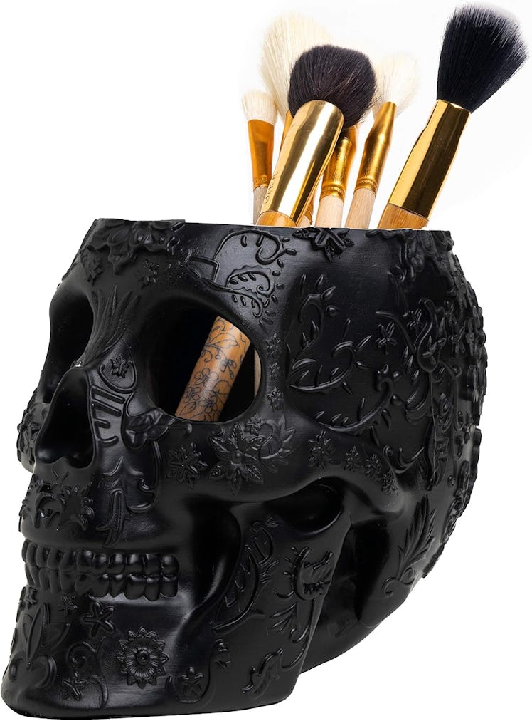 The Wine Savant  Skull Makeup Brush Holder