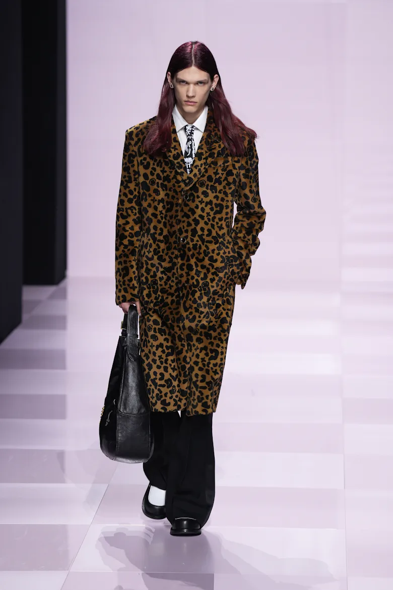 A model walks the runway during the Louis Vuitton Menswear Fall-Winter 2025/2026 show as part of Par...