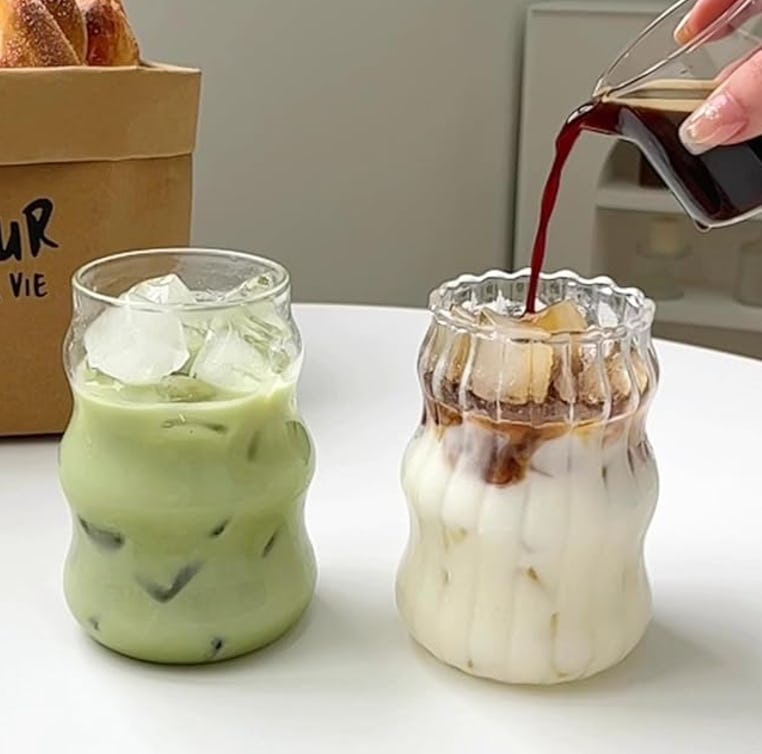 GUOJOZO Ribbed Glass Cups (2-Pack)