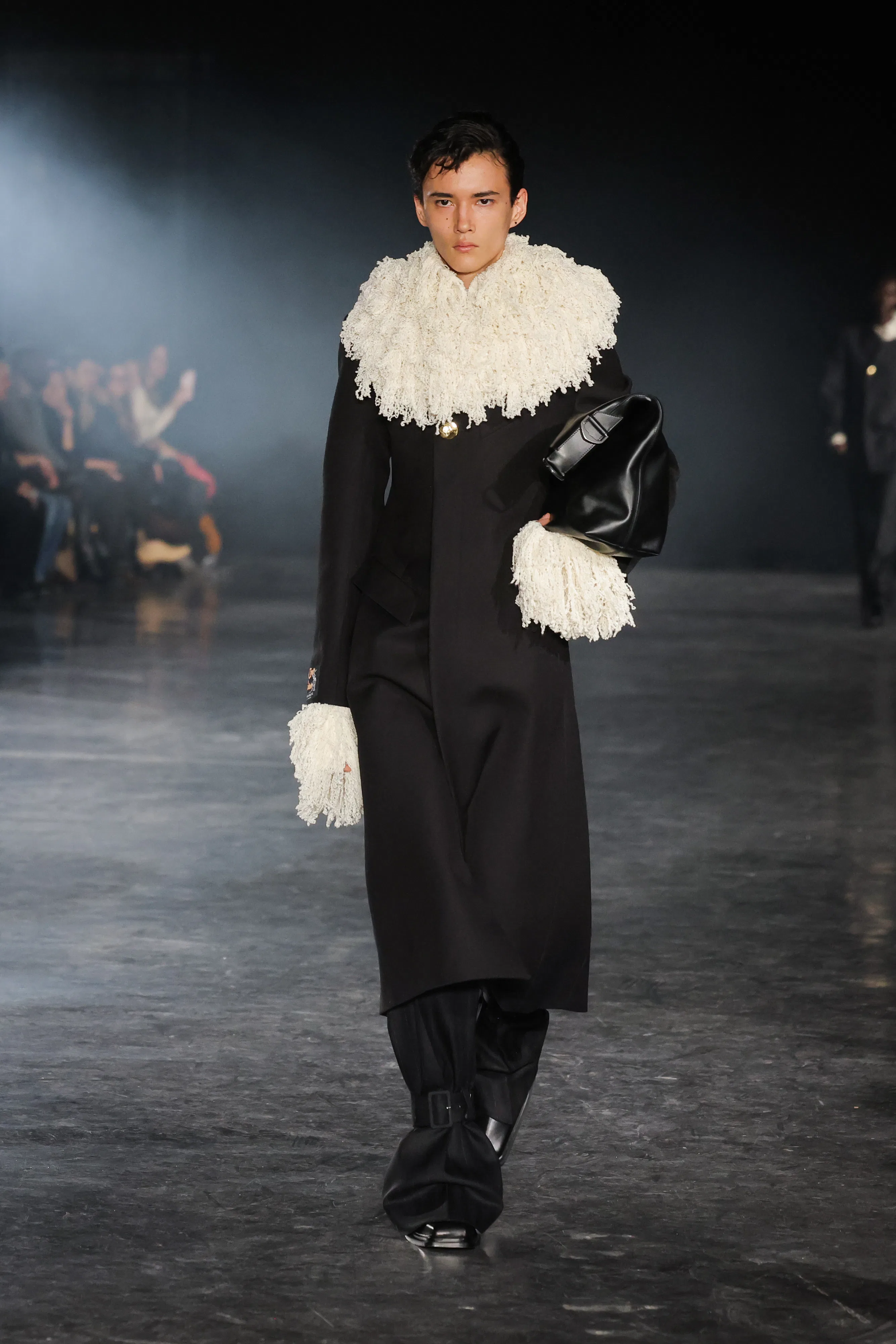 A model walks the runway during the EGONlab. Menswear Fall-Winter 2025/2026 show as part of Paris Fa...