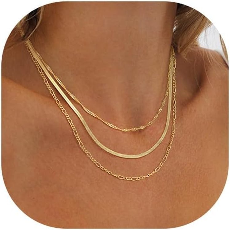 NECOCY Gold Herringbone Necklaces