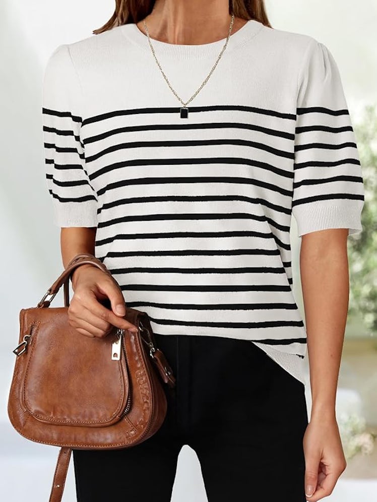 ZESICA Striped Knit Shirt