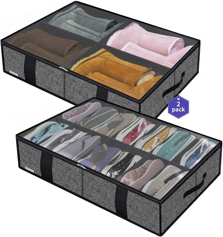 Onlyeasy Under Bed Shoe & Boot Storage Bag Organizer (2-Pack)