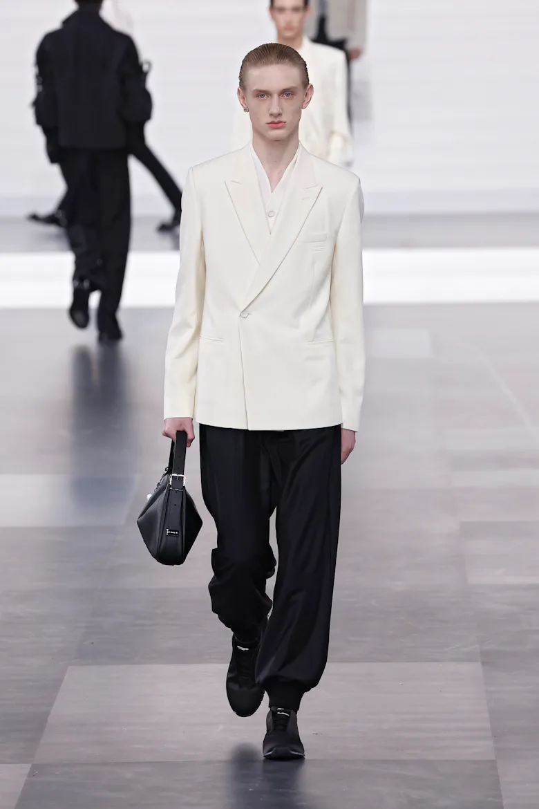 A model walks the runway during the Dior Homme Menswear Fall-Winter 2025/2026 show as part of Paris ...