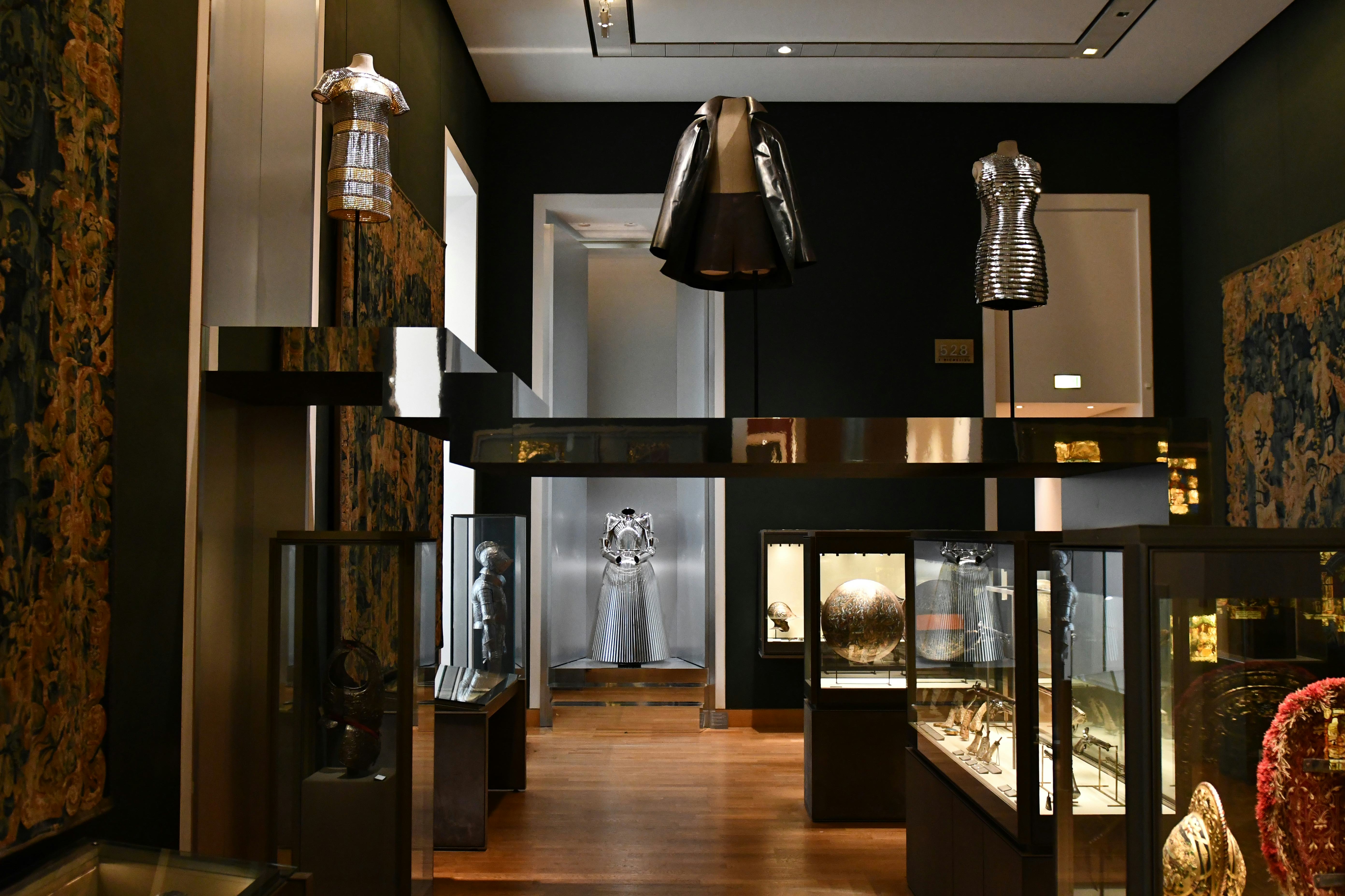 looks from Paco Rabanne, Balenciaga, Loewe and Gareth Pugh 