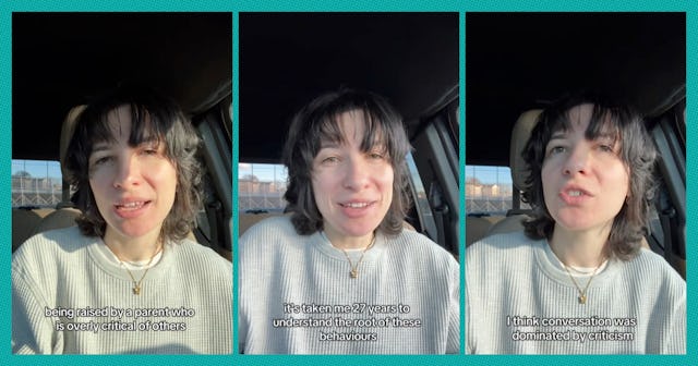A person with medium-length brown hair speaks in a car, discussing criticism and understanding behav...