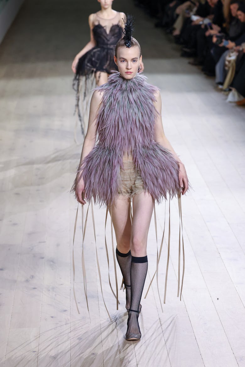 A model walks the runway during the Christian Dior Haute Couture Spring-Summer 2025 show as part of ...