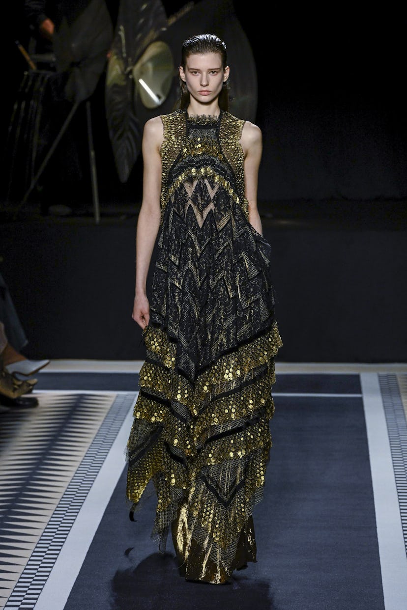 A model walks the runway during the Lanvin Ready to Wear Fall/Winter 2025-2026 fashion show as part ...