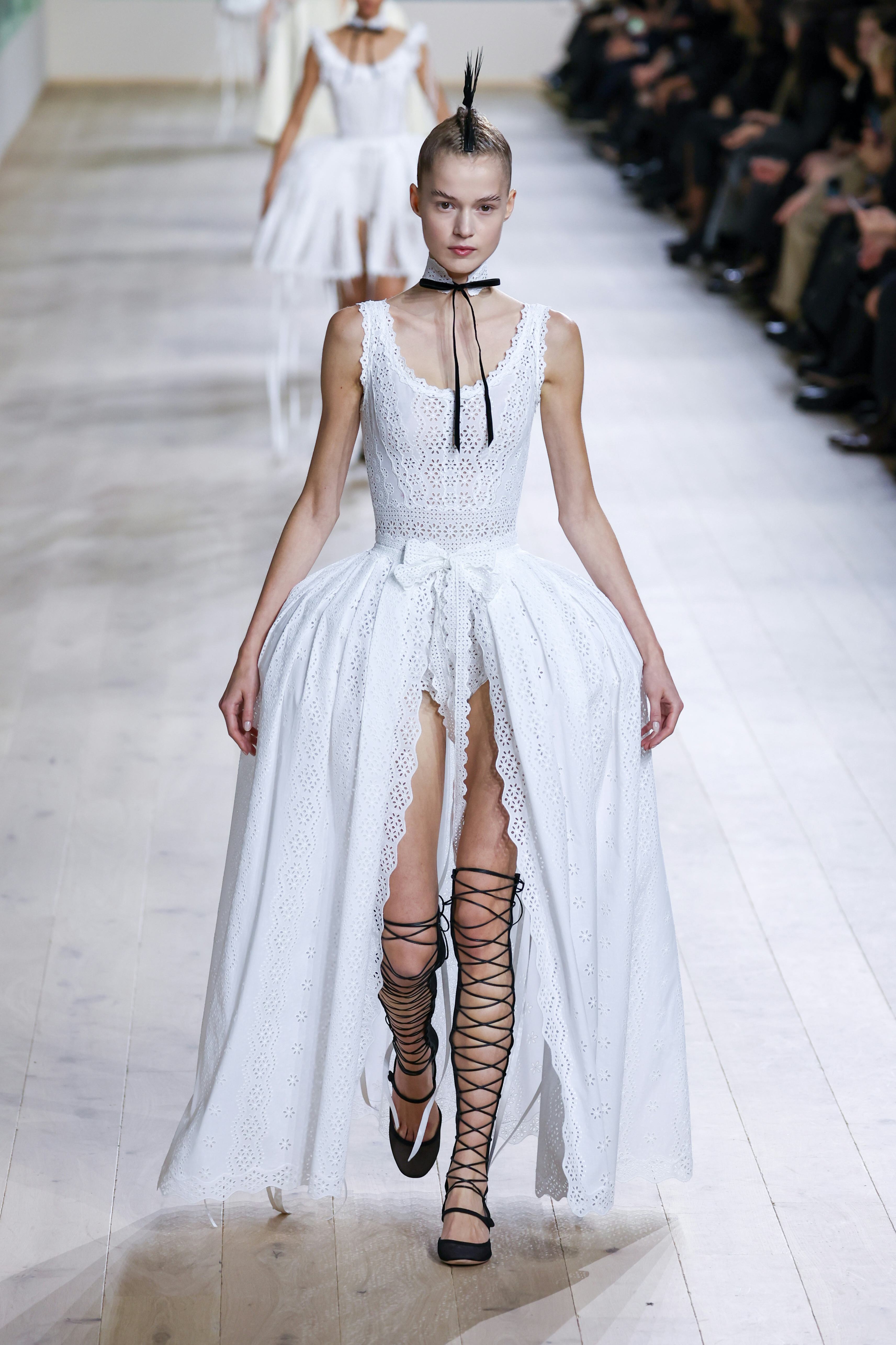 A model walks the runway during the Christian Dior Haute Couture Spring-Summer 2025 show as part of ...