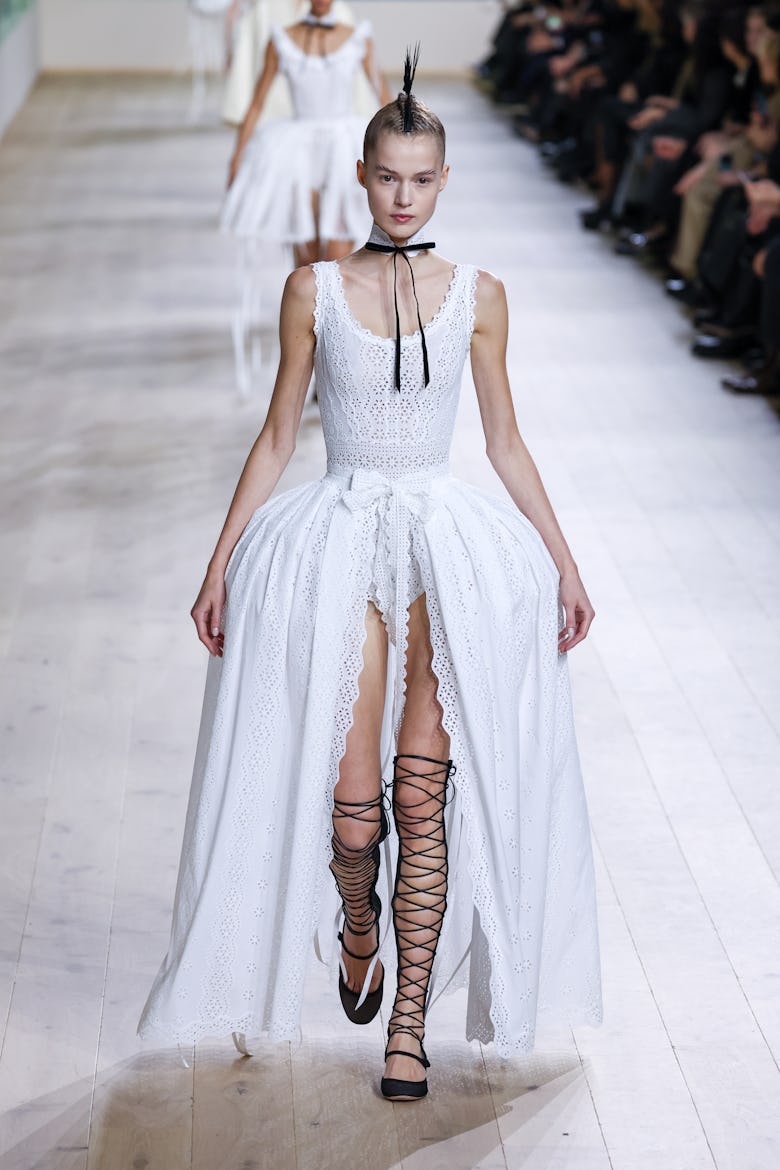 A model walks the runway during the Christian Dior Haute Couture Spring-Summer 2025 show as part of ...