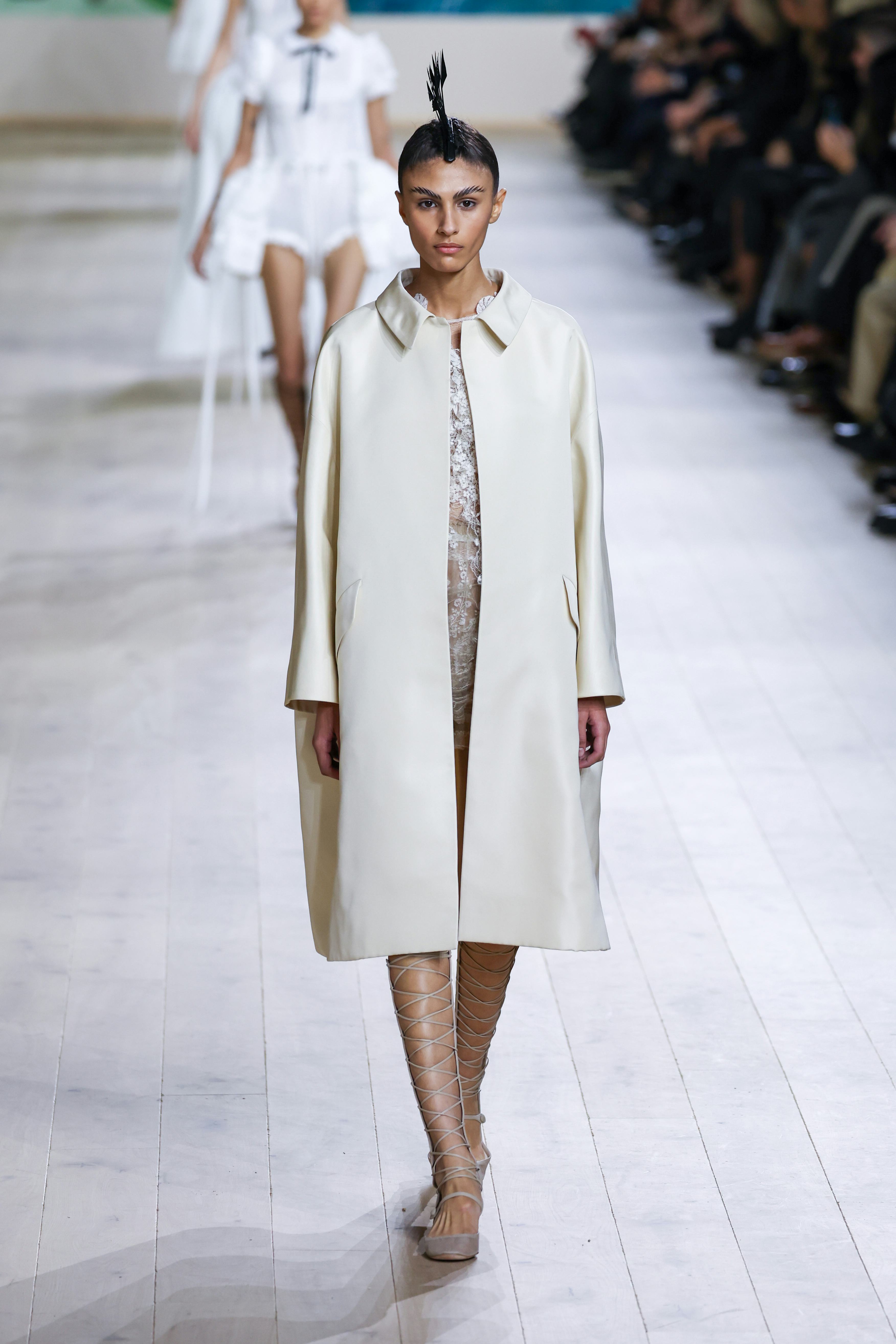 A model walks the runway during the Christian Dior Haute Couture Spring-Summer 2025 show as part of ...