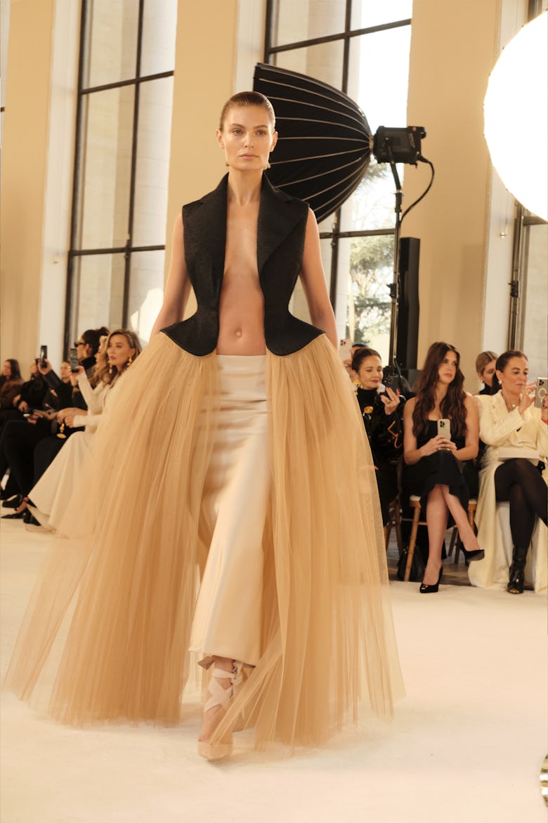 a look from schiaparelli haute couture spring 2025 collection showed in paris
