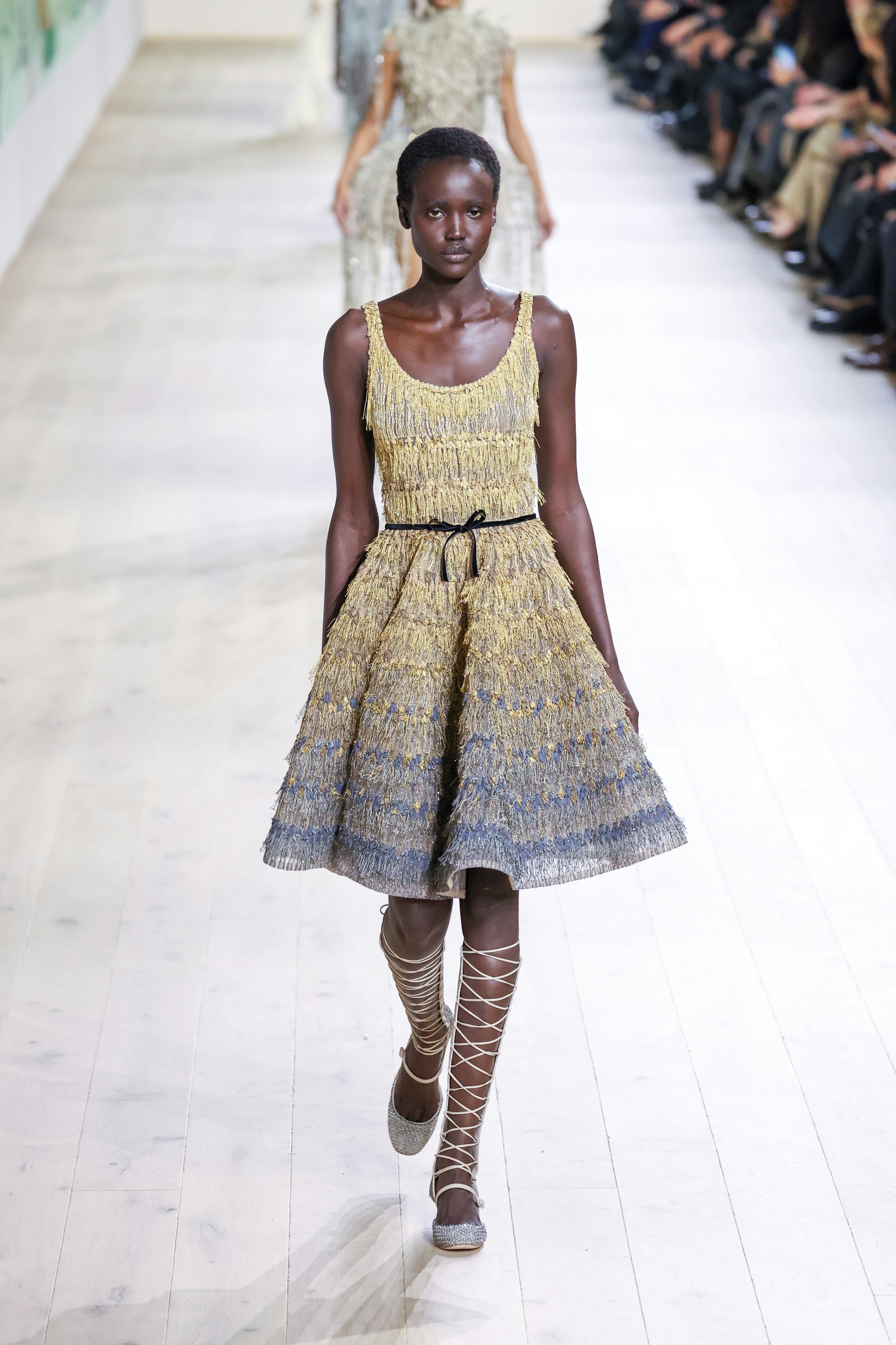 A model walks the runway during the Christian Dior Haute Couture Spring-Summer 2025 show as part of ...