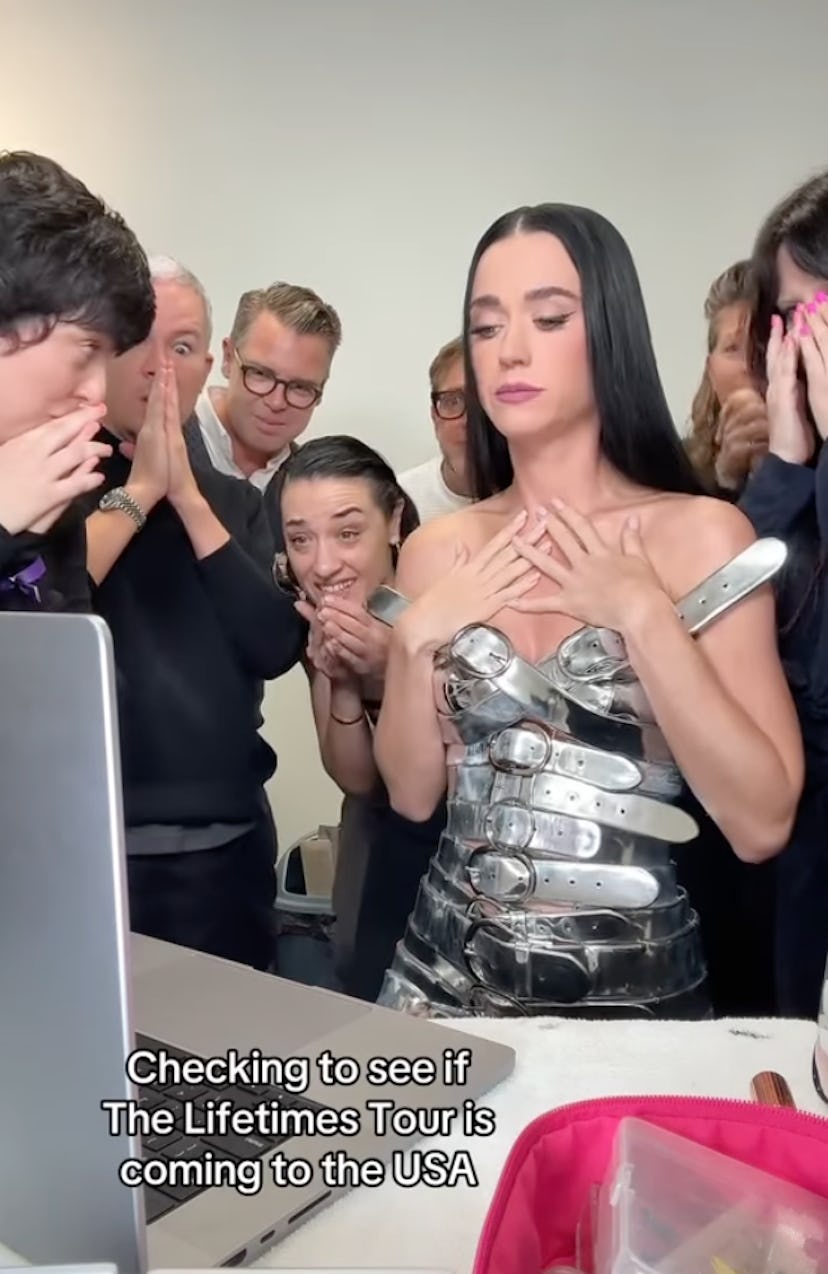 Katy Perry wore a silver belted mini dress.