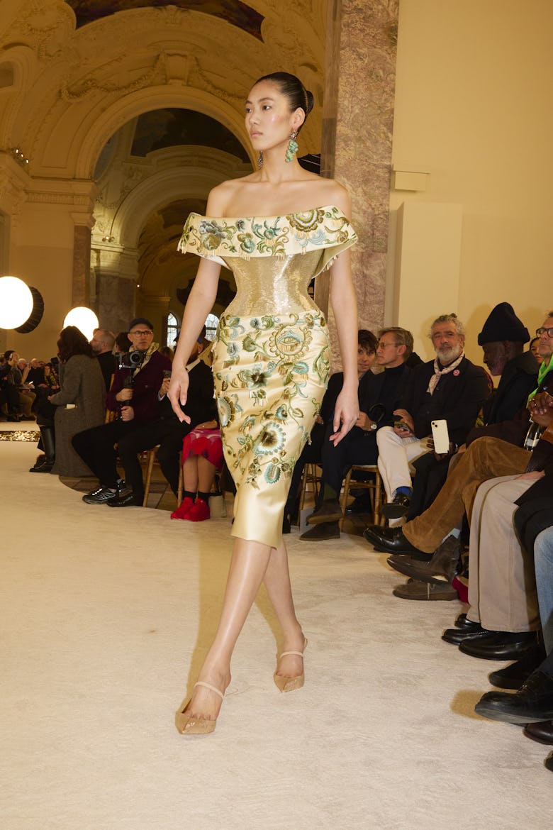 a look from schiaparelli couture spring 2025 collection shown in paris