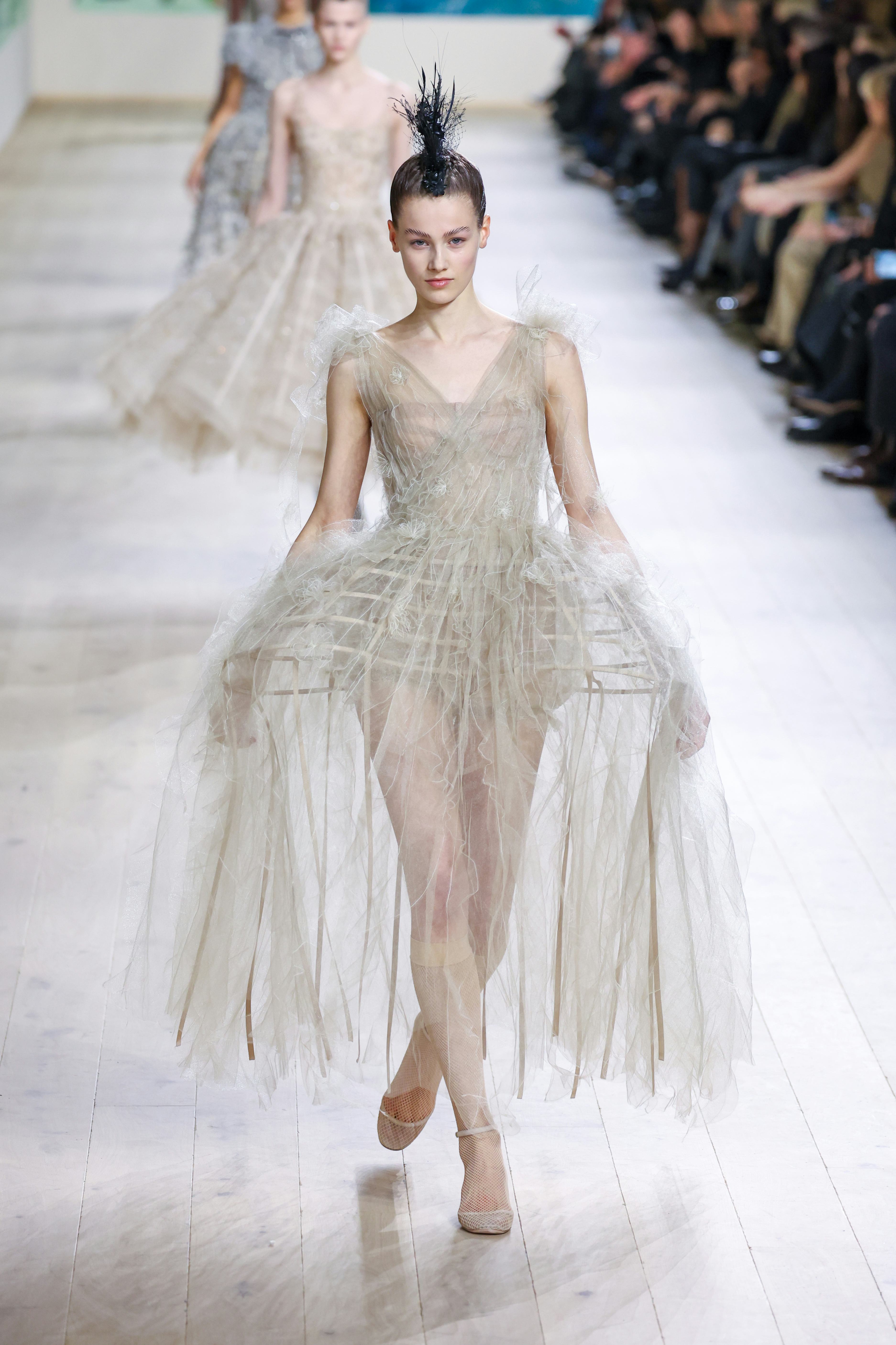 A model walks the runway during the Christian Dior Haute Couture Spring-Summer 2025 show as part of ...
