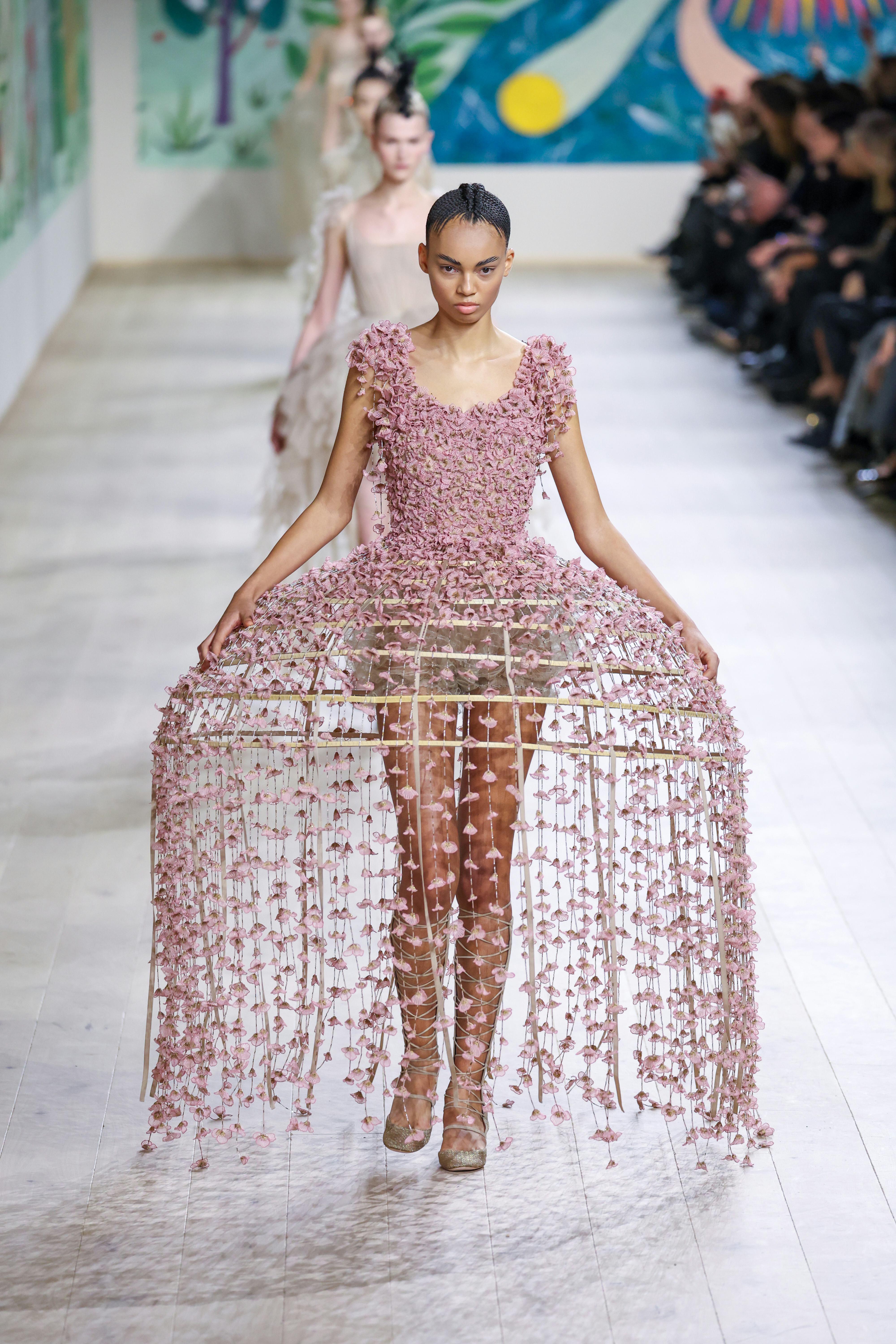 A model walks the runway during the Christian Dior Haute Couture Spring-Summer 2025 show as part of ...
