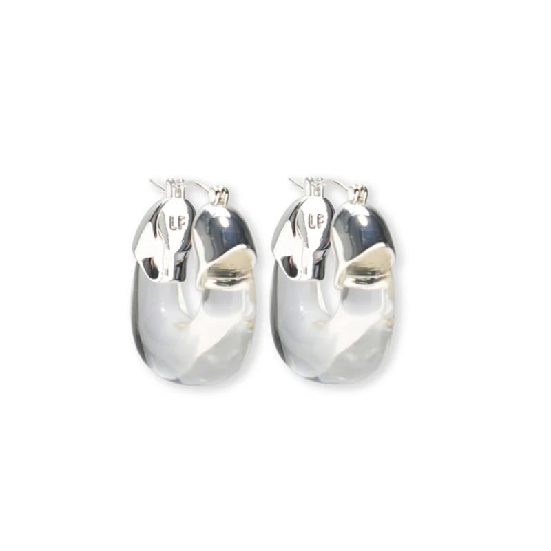 Mini Organic Hoops in Silver &amp; Clear