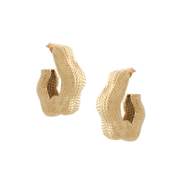 Gold Plated Twisted Wire Wave Hoop Earrings