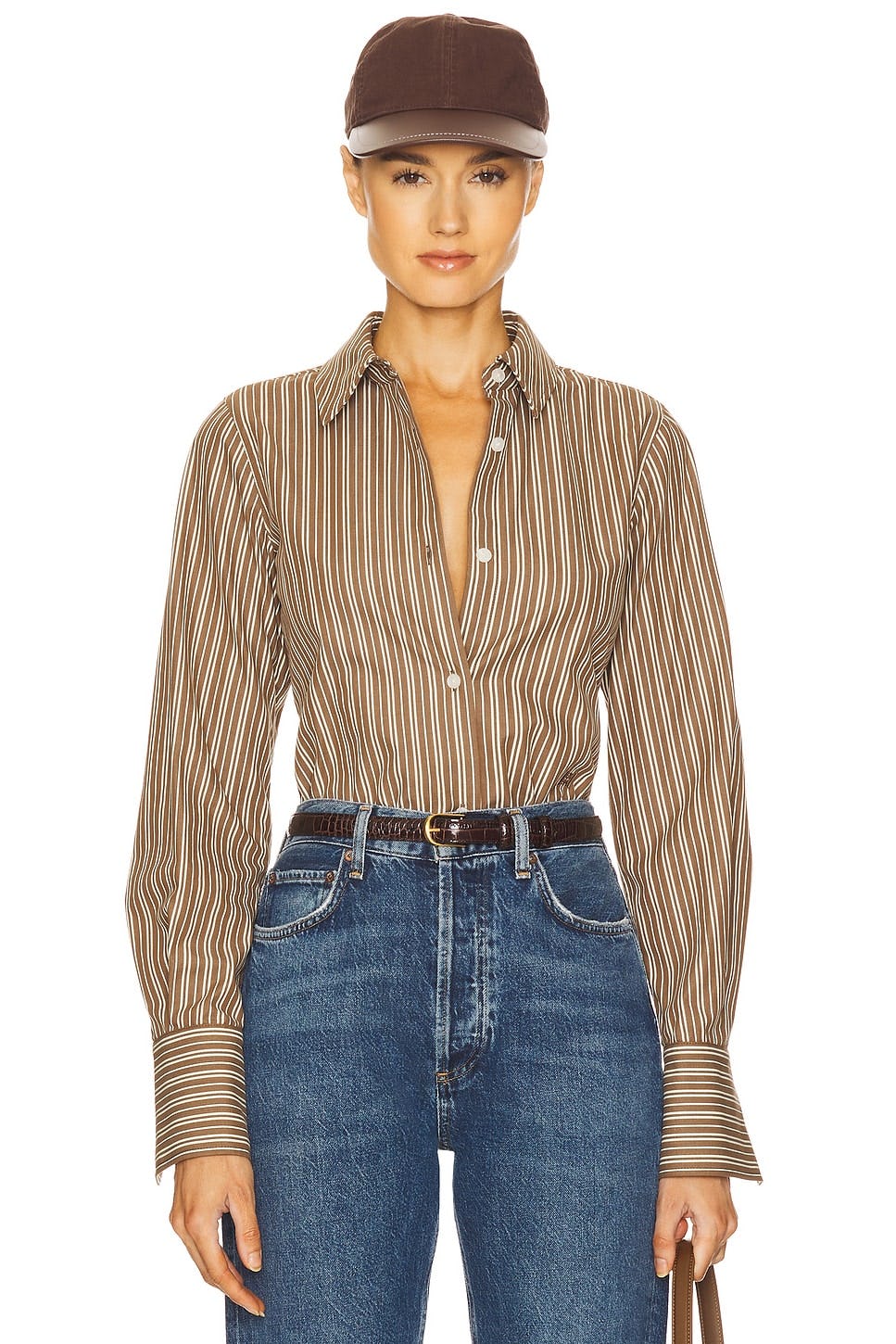 Helsa Pinstripe Poplin Fitted Shirt