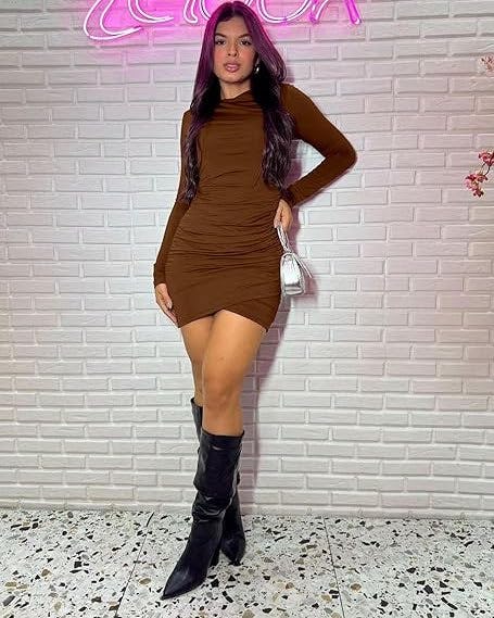 BORIFLORS Bodycon Wrap Dress