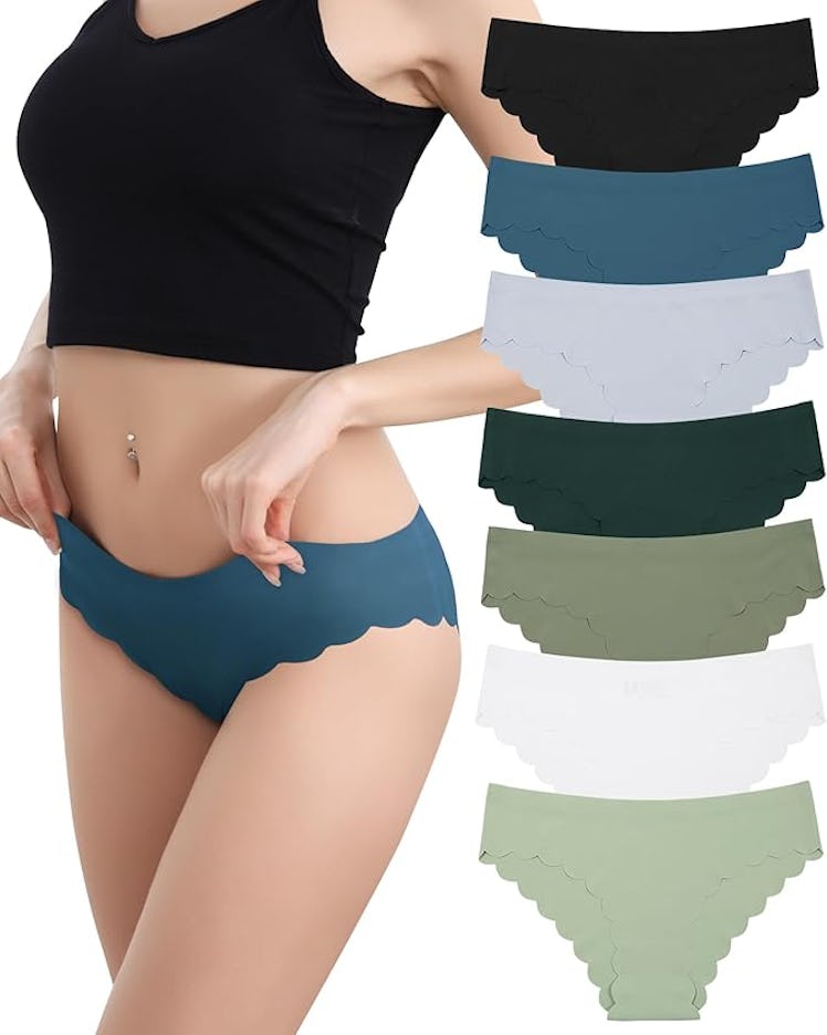 LEVAO Seamless Wavy Bikini Underwear (7-Pack)