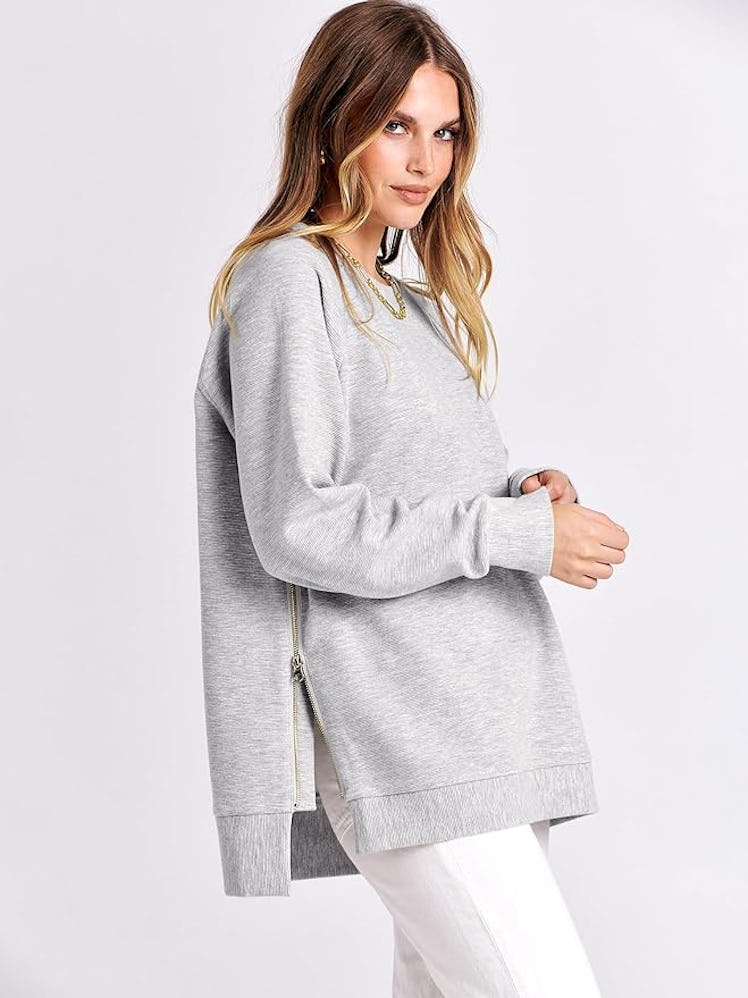 ANRABESS Oversize Zippered Sweatshirt 