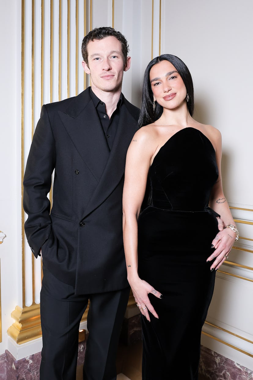Dua Lipa and Callum Turner at the the Hôtel Plaza Athénée in Paris, January 28, 2025.