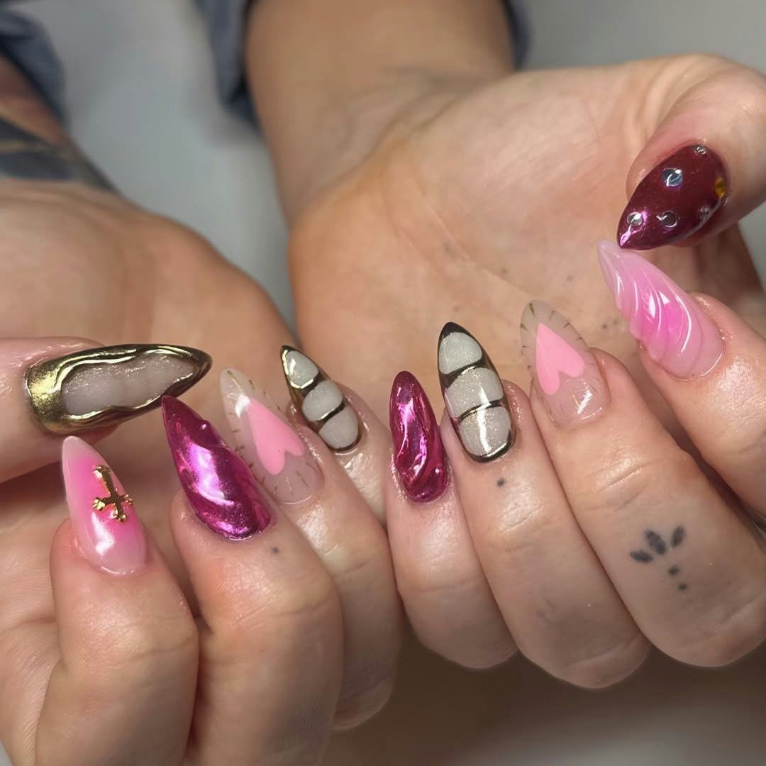 3D nail art is on trend for Valentine&rsquo;s Day 2025.