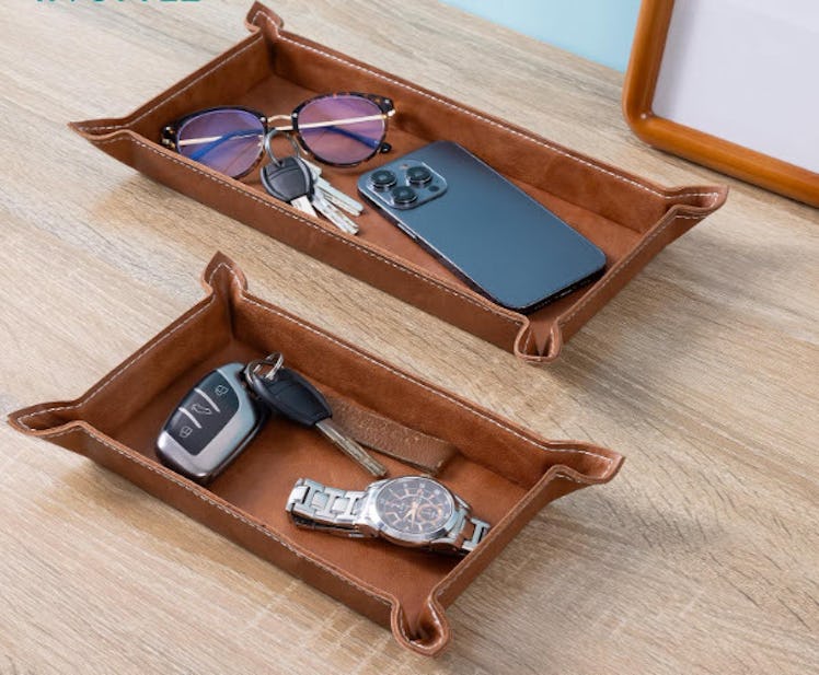 Navaris Faux Leather Tray Set (Set of 2)