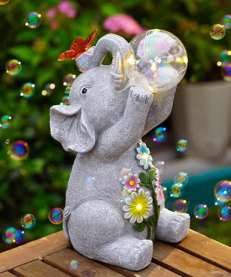 Nacome Solar Elephant Outdoor Statue