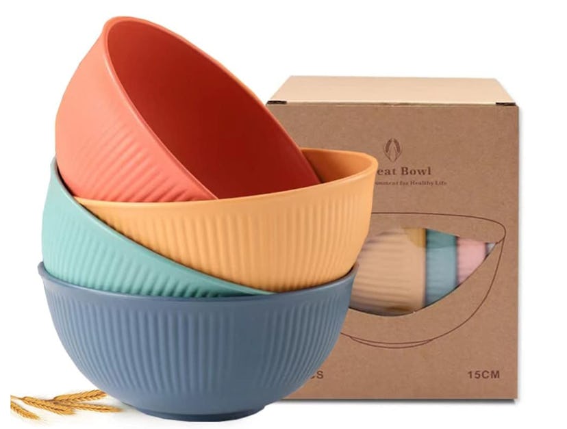 PUPOPIK Plastic Cereal Bowls (4-Pack)