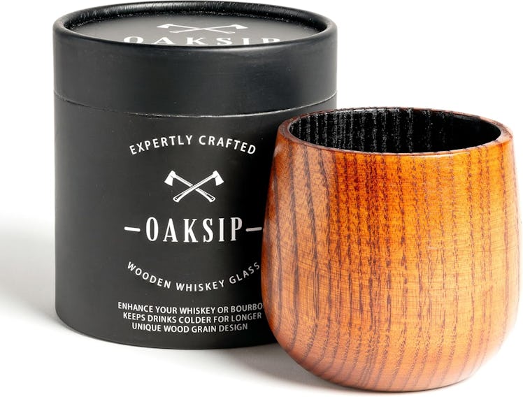 Oaksip The Original Charred Wooden Bourbon Drinking Glass