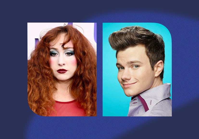 Chappell Roan and Kurt from Glee. Photos via Getty Images