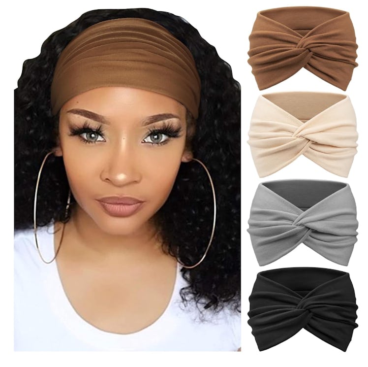 DRESHOW  Wide Vintage Head Wraps (4-Pack)