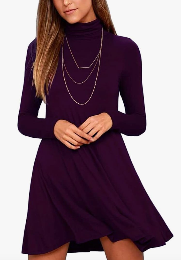 KEEDONE Turtleneck T-Shirt Dress