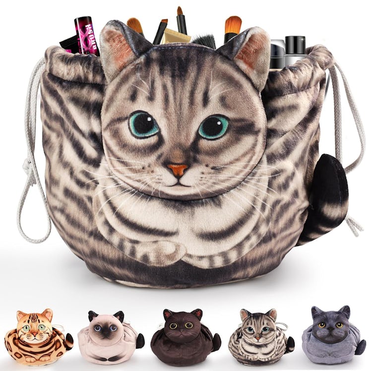 Openhahaha Drawstring Cat Makeup Bag