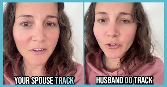 A woman talks into the camera, wondering if other couples track each other's locations on their phon...
