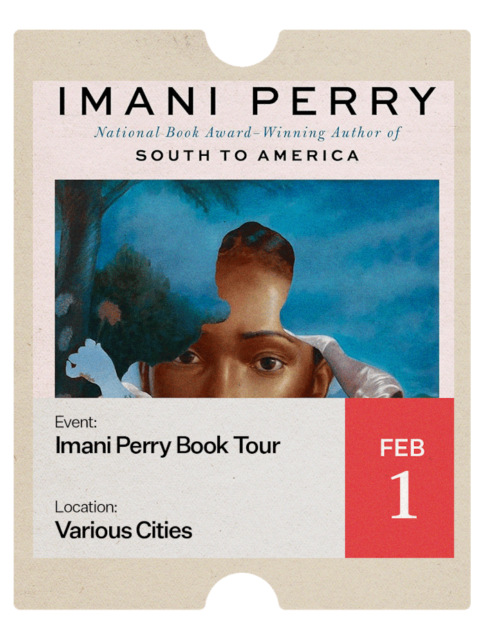 A graphic advertising Imani Perry’s book tour.