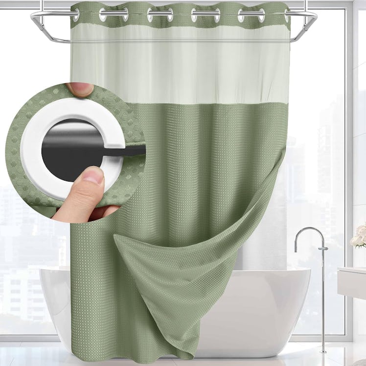  YellyHommy No-Hook Shower Curtain