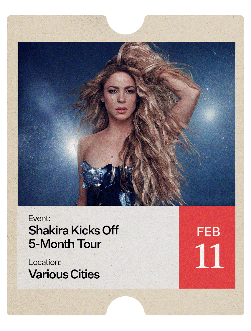 A graphic advertising Shakira&rsquo;s new tour.