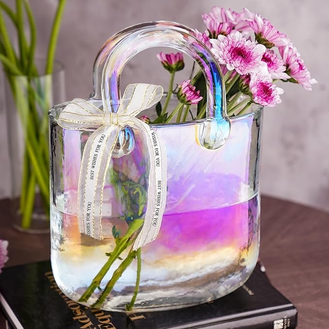 NiHome Iridescent Glass Purse Vase